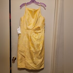 Kay Unger Womens  Lorraine Midi Dress, Yellow Size 14